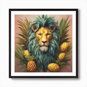 Lion With Pineapples Art Print