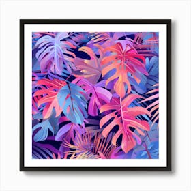 Tropical Leaves Seamless Pattern 11 Art Print