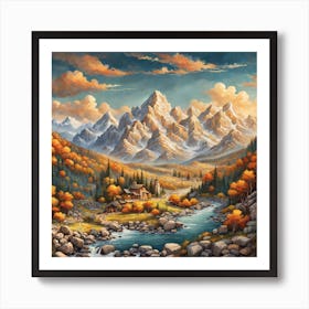 Autumn Mountain Valley Art Print