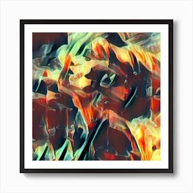 Portrait Woman Fire And Flames Art Print