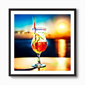 Cocktail At Sunset Art Print