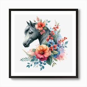 Horse With Flowers 5 Art Print