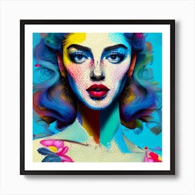 Woman With Colorful Hair 1 Art Print