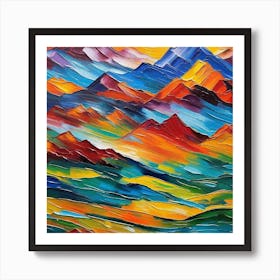 Abstract Mountain Landscape Painting Art Print