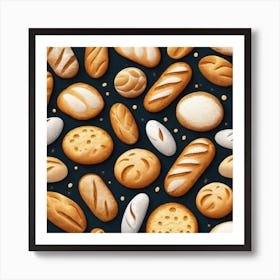 Bread Seamless Pattern 2 Art Print