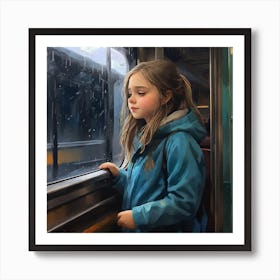 Little Girl On A Train Art Print