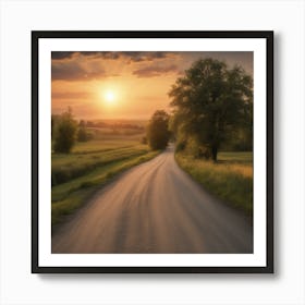 Country Road At Sunset Art Print