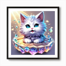 Cute Cat With Diamonds Art Print