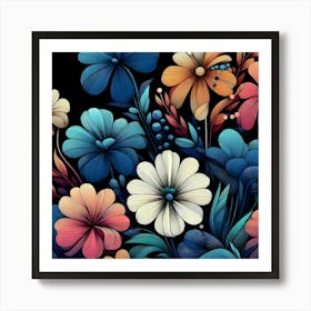 Flowers Wallpaper Art Print