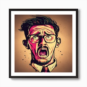 Angry Man With Glasses Art Print