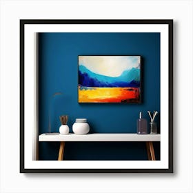 Mock Up Canvas Framed Art Gallery Wall Mounted Textured Print Abstract Landscape Portrait (5) Art Print