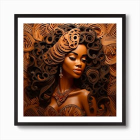 African Woman With Curly Hair Art Print