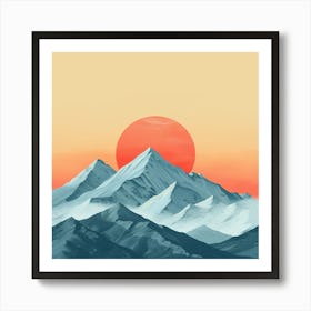 Mountain Range At Sunset Art Print