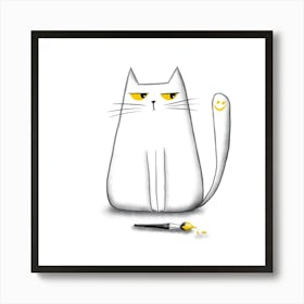 Cat With Paint Brush Art Print