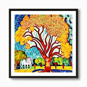 Unicorn Under The Tree Art Print