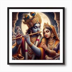 Krishna plays flute for Radha for the last time 1 Art Print