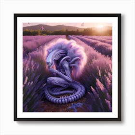 Alien Caring In A Lavender Field Art Print