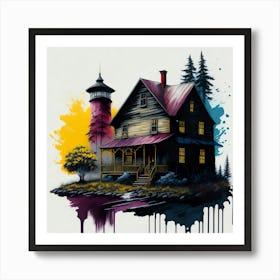 Colored House Ink Painting (62) Art Print