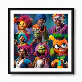 Group Of Cartoon Characters Art Print