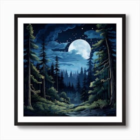 Forest at Night Art Print