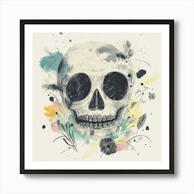 Skull And Flowers 8 Art Print