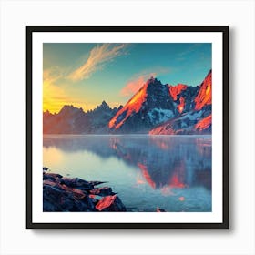 Sunset In The Mountains 4 Art Print