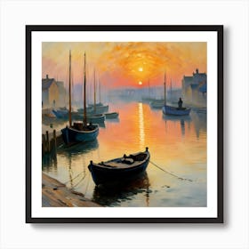 Sunset At The Harbor 1 Art Print