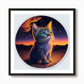 Cat Colored Sky (87) Art Print