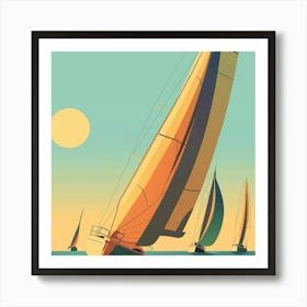 Sailboats In The Ocean 2 Art Print