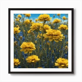 Yellow Flowers In A Field 50 Art Print