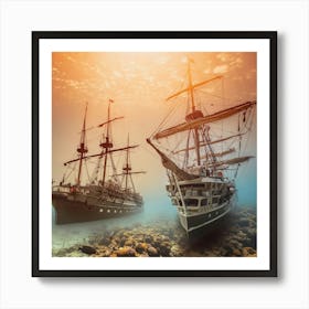 Sailing Ships In The Ocean Art Print