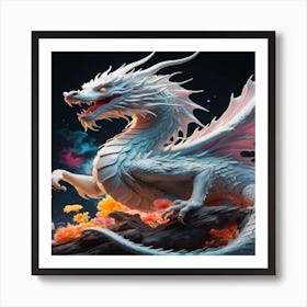 White Dragon Art Print