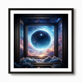 Surreal Visualization Of A Geometric Portal Like A Window Into A Dreamy Abstract Sky Filled With Sw (5) Art Print