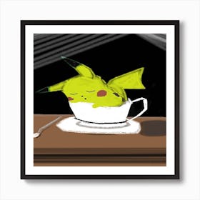 A Pikachu In A Mug Art Print