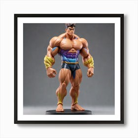 A Giant Colorful Muscular Boy Figurine Rendered In The Distinctive Style Of Toonami The Figurine Is 1 Art Print