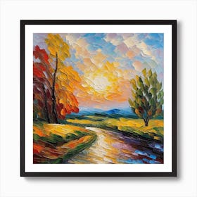 Sunset By The River Art Print