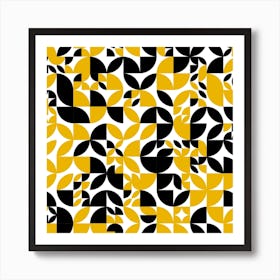 Geometric Pattern In Yellow And Black 3 Art Print