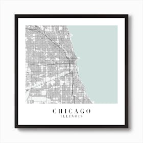 Chicago Illinois Street Map Minimal Color Square Art Print