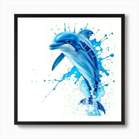 Blue Dolphin Splash Art Print