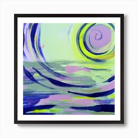'Swirl' Neon Sunset Painting Art Print