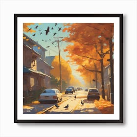 Autumn Street 1 Art Print