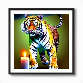 Tiger With Candle Art Print