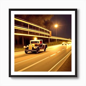 Old Car On The Highway Art Print