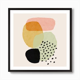 Abstract Brushstrokes And Black Marks Square Art Print