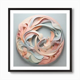 Paper Sculpture_An Abstract Shape Using Light Pastel Col 1 Poster