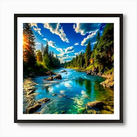 Sunrise Over The River 1 Art Print