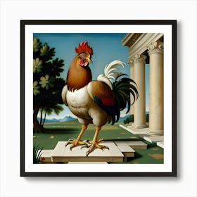 Rooster In The Garden Art Print