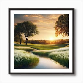 Sunset At The Golf Course Art Print