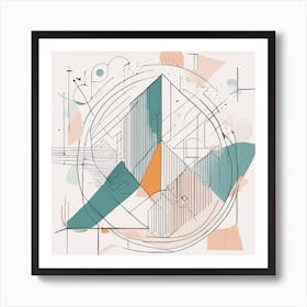 Minimalism Masterpiece, Trace In Geometrie + Fine Gritty Texture + Complementary Pastel Scale + Abst (1) Art Print