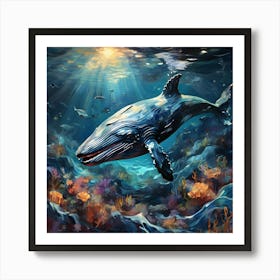 Whale Swimming In The Ocean Art Print